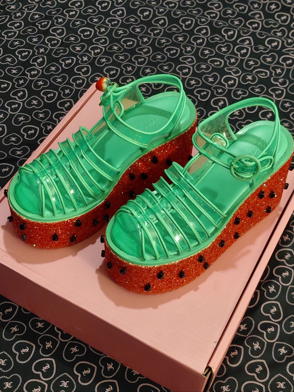 Dolls Kill Sugar Thrillz Watermelon Glitter Jelly Platform Sandals U.S 9 / 8.5 - Picture 3 of 11